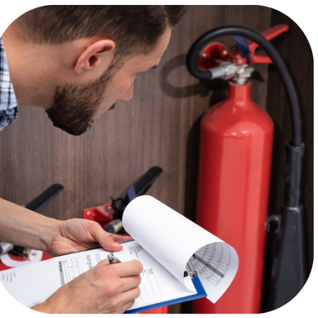 a man conducting a fire risk assessment